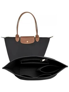 Large Black Felt Tote Bag Organizer Insert Fits Longchamp Le Pliage Handbag
